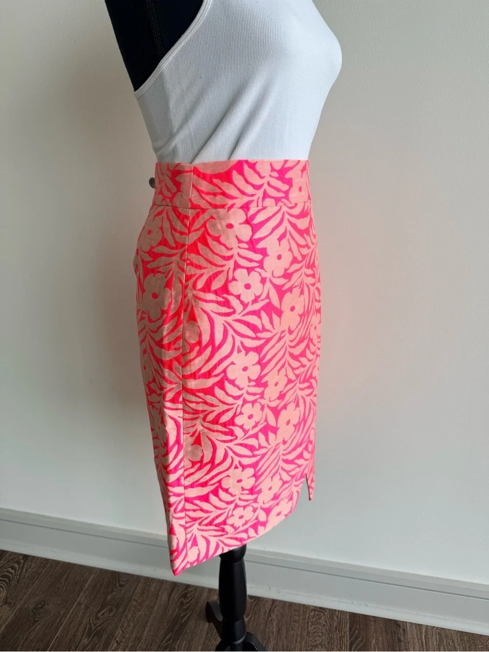J.CREW Highwaist Floral Coral Faux Wrap Skirt